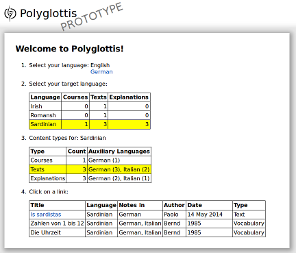 proto.polyglottis.org home screen